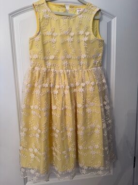 Girls Gymboree Yellow Floral Lace Overlay Party Dress